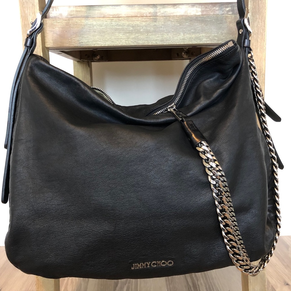Jimmy Choo Black Chain Leather Hobo Bag - Picture 2 of 3